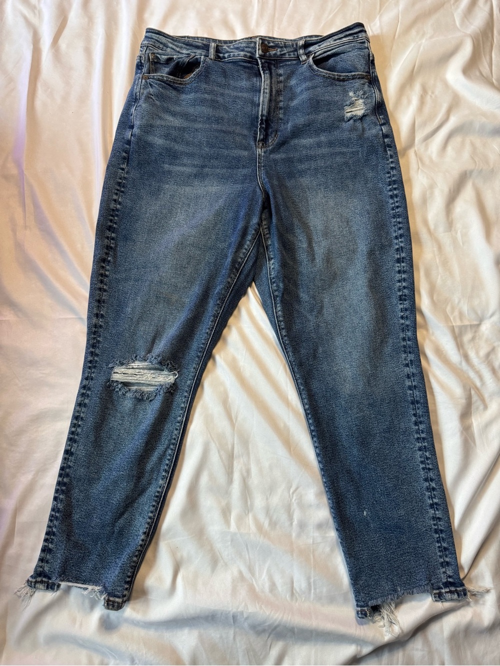 American Eagle Outfitters Dark Blue Distressed Ankle Jeans